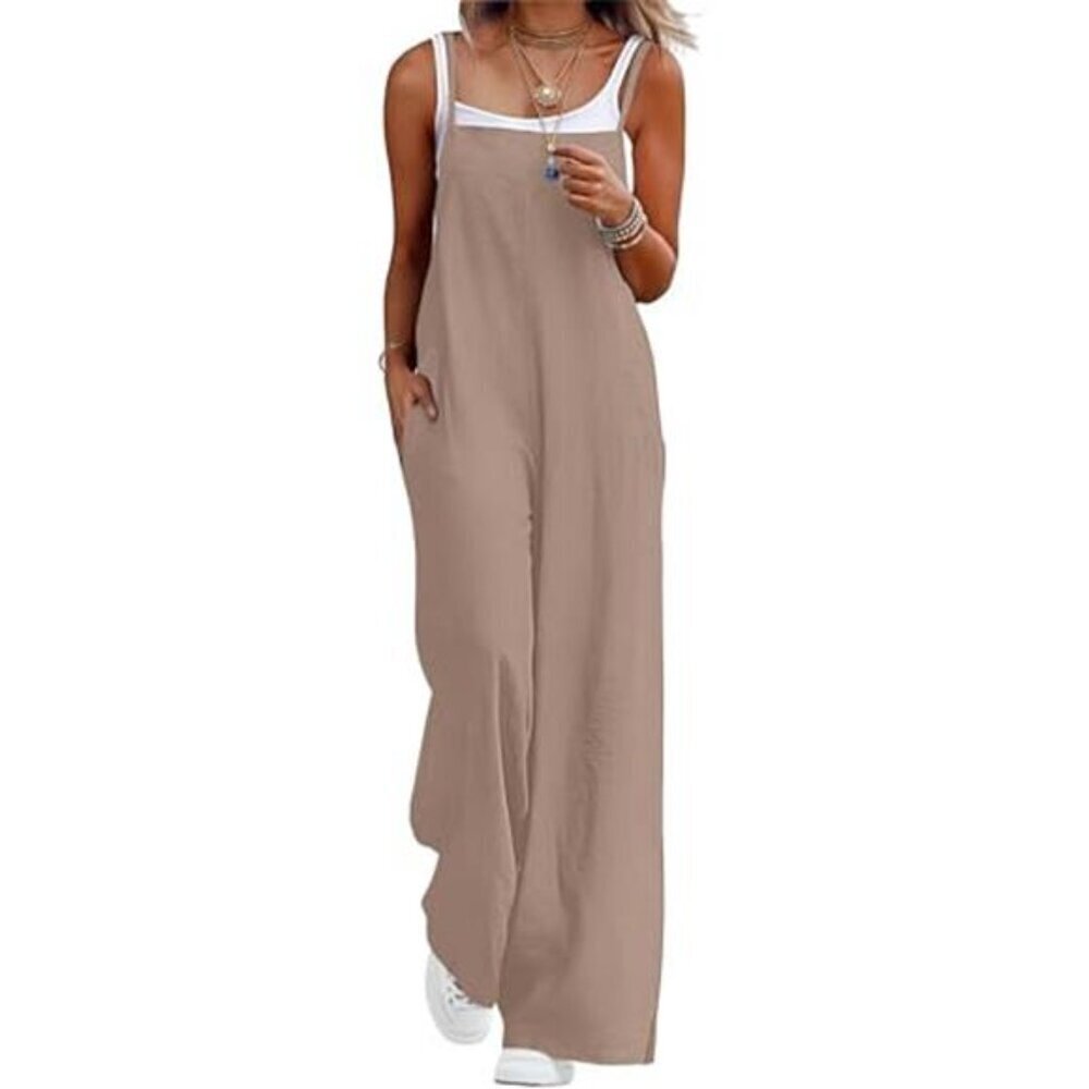 Womens Casual Loose Jumpsuits Summer Boho Wide Leg Rompers Sleeveless